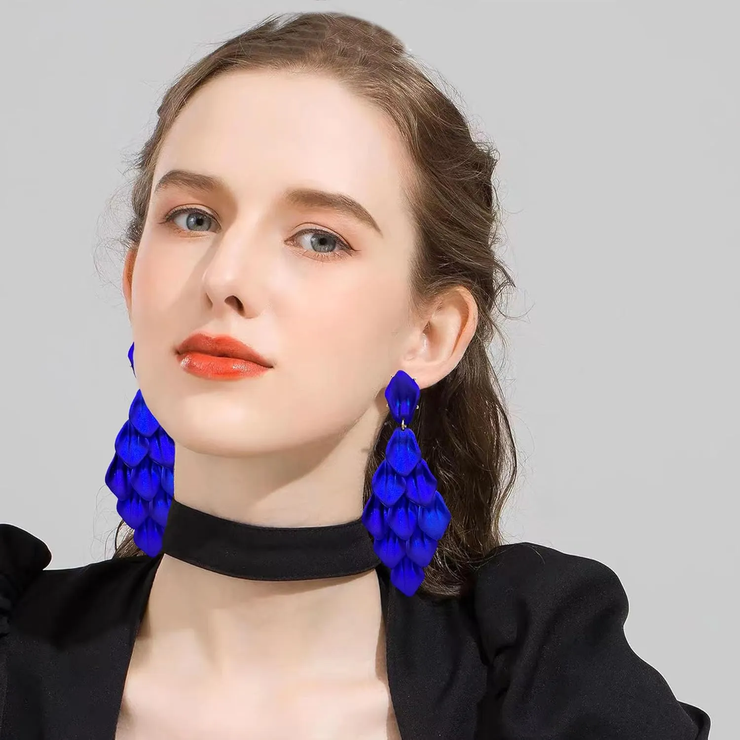 Acrylic Petal Flower Chandelier Earrings for Women Statement Jewelry Long Drop Tassel Dangle Earrings