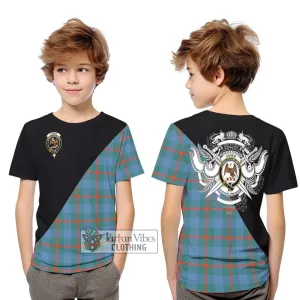 Agnew Ancient Tartan Kid T-Shirt with Family Crest and Military Logo Style