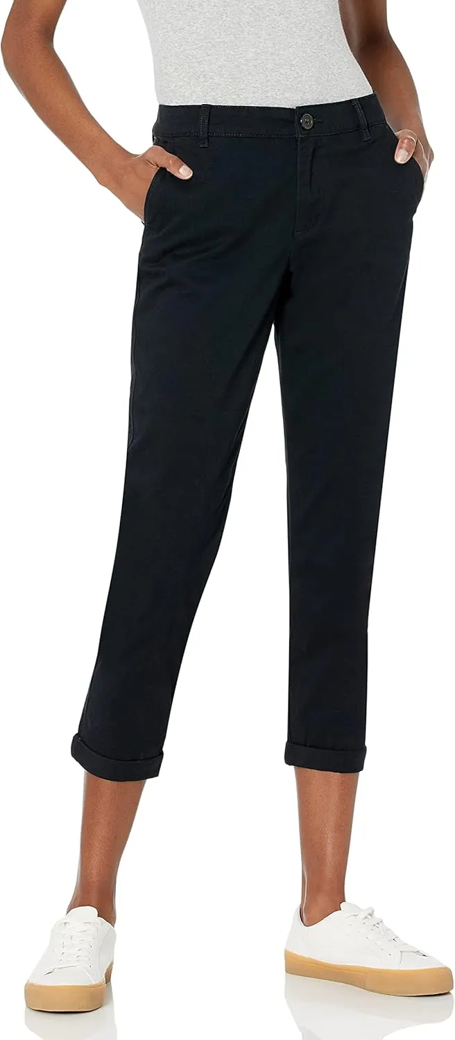 Amazon Essentials Women's Mid-Rise Slim-Fit Cropped Tapered Leg Khaki Pant (Available in Plus Size)