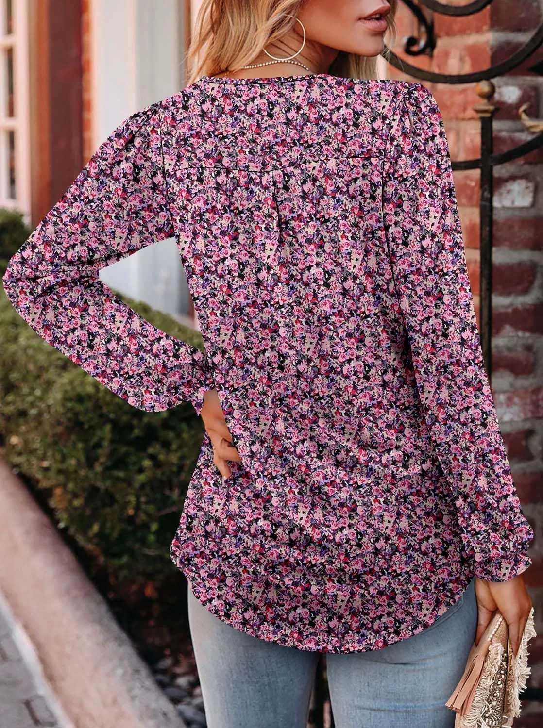Angerella Long Sleeve Shirts for Women Comfy V Neck Fall Tops Dressy Casual Blouses Trendy Tunic Tops for Leggings S-3XL