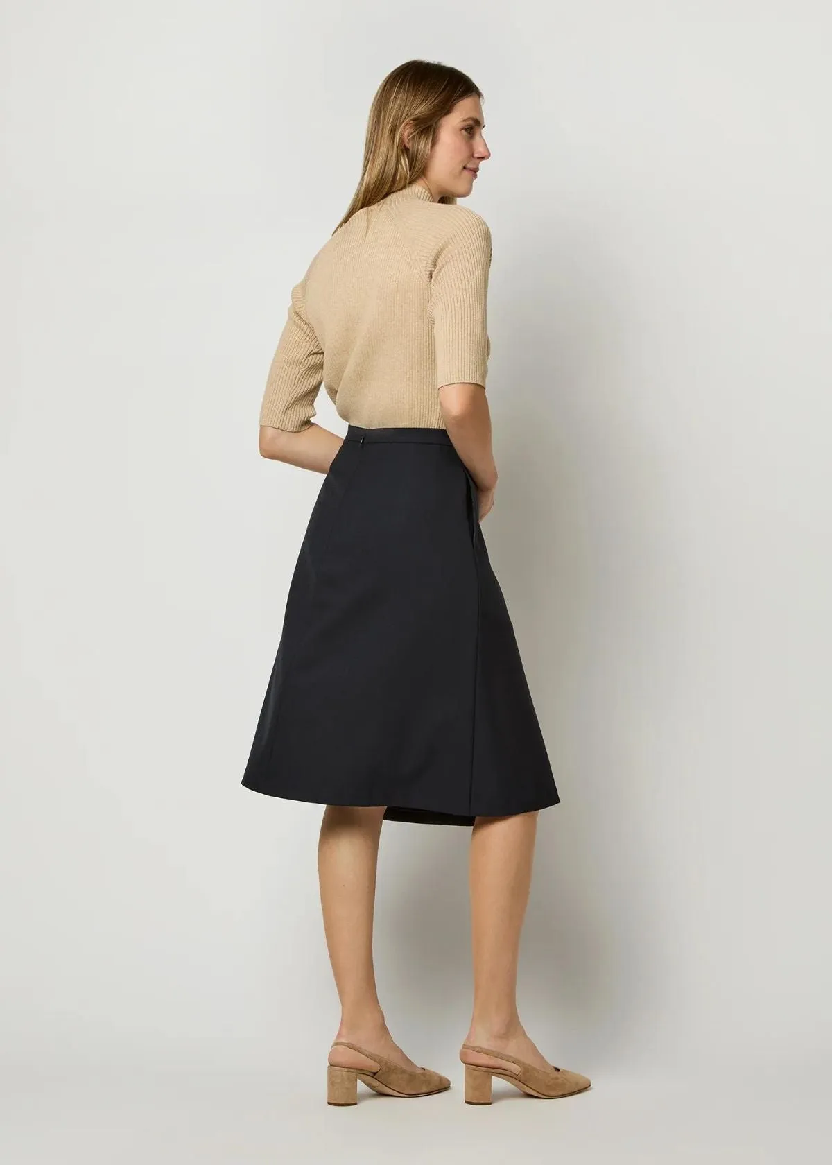 ANN MASHBURN Preston Skirt - Ink Tropical Wool