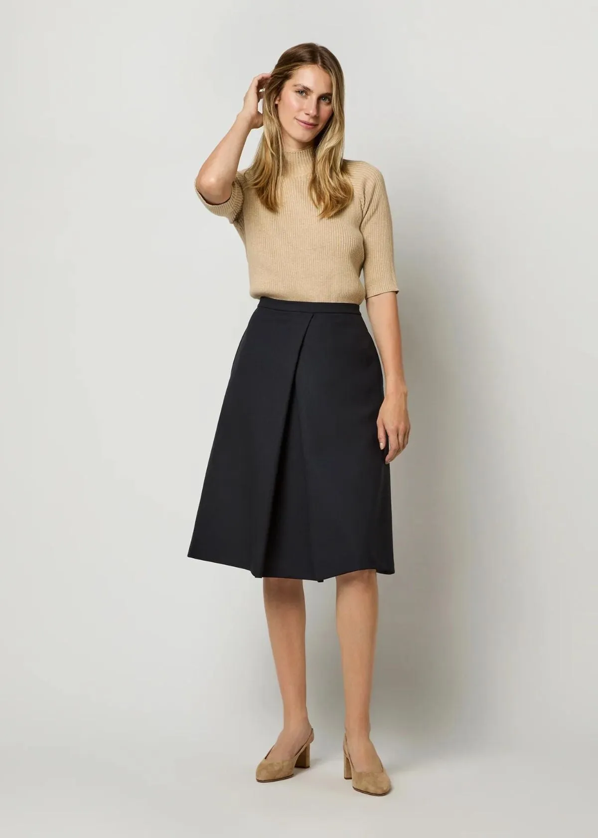 ANN MASHBURN Preston Skirt - Ink Tropical Wool