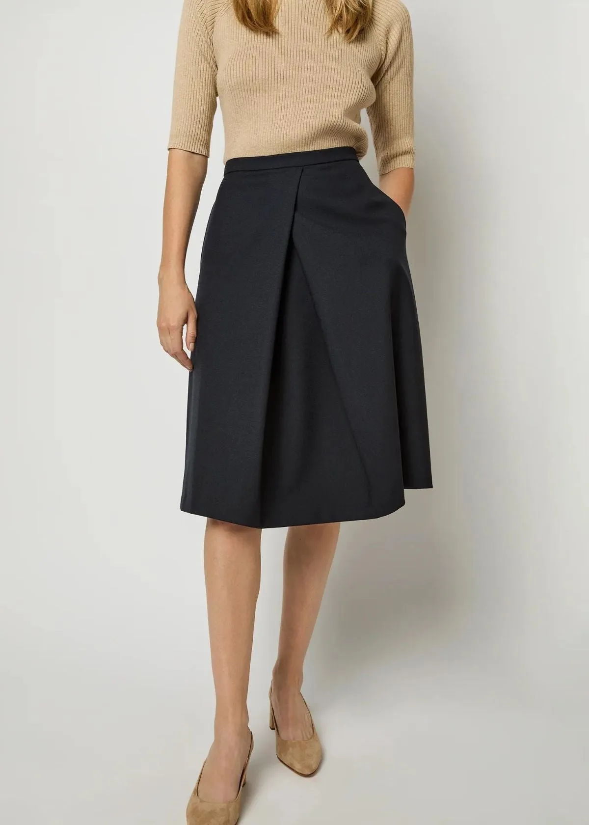 ANN MASHBURN Preston Skirt - Ink Tropical Wool