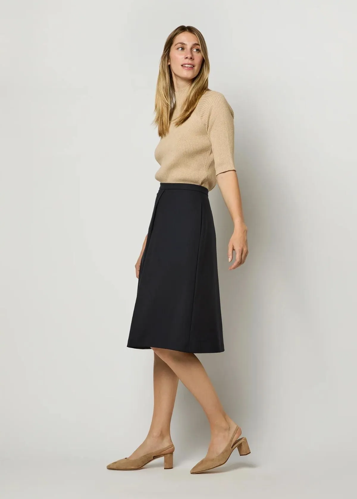 ANN MASHBURN Preston Skirt - Ink Tropical Wool