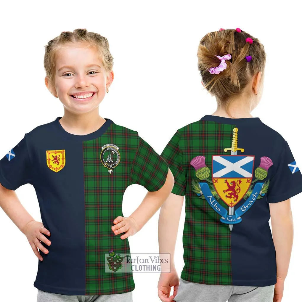 Anstruther Tartan Kid T-Shirt Alba with Scottish Lion Royal Arm Half Style
