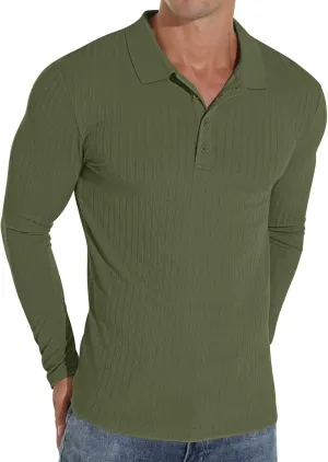 Askdeer Men's Polo Shirts Long/Short Sleeve Slim Fit Casual Shirts Classic Stretch Polo T Shirt Golf Shirts