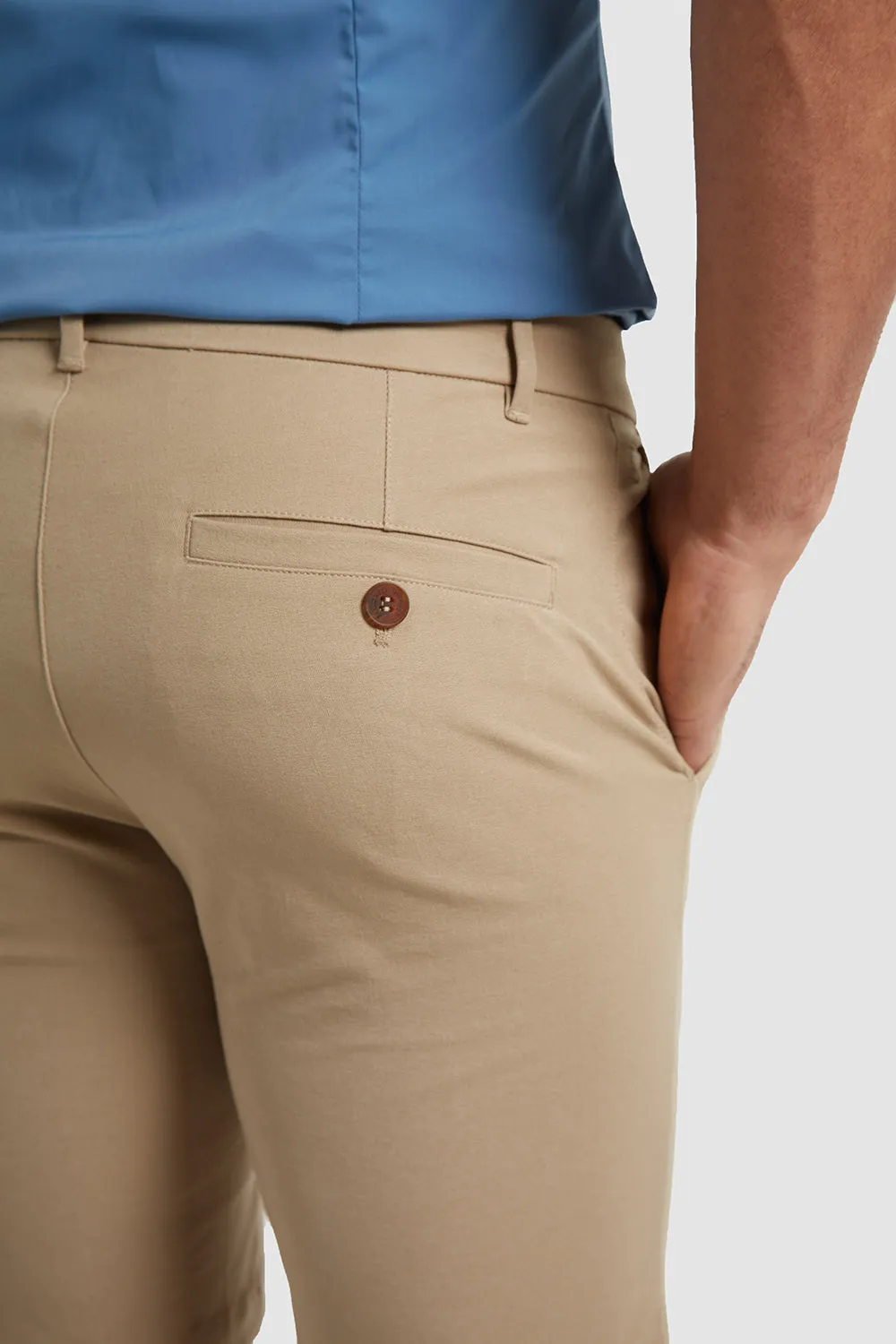 Athletic Fit Chino Shorts in Sand