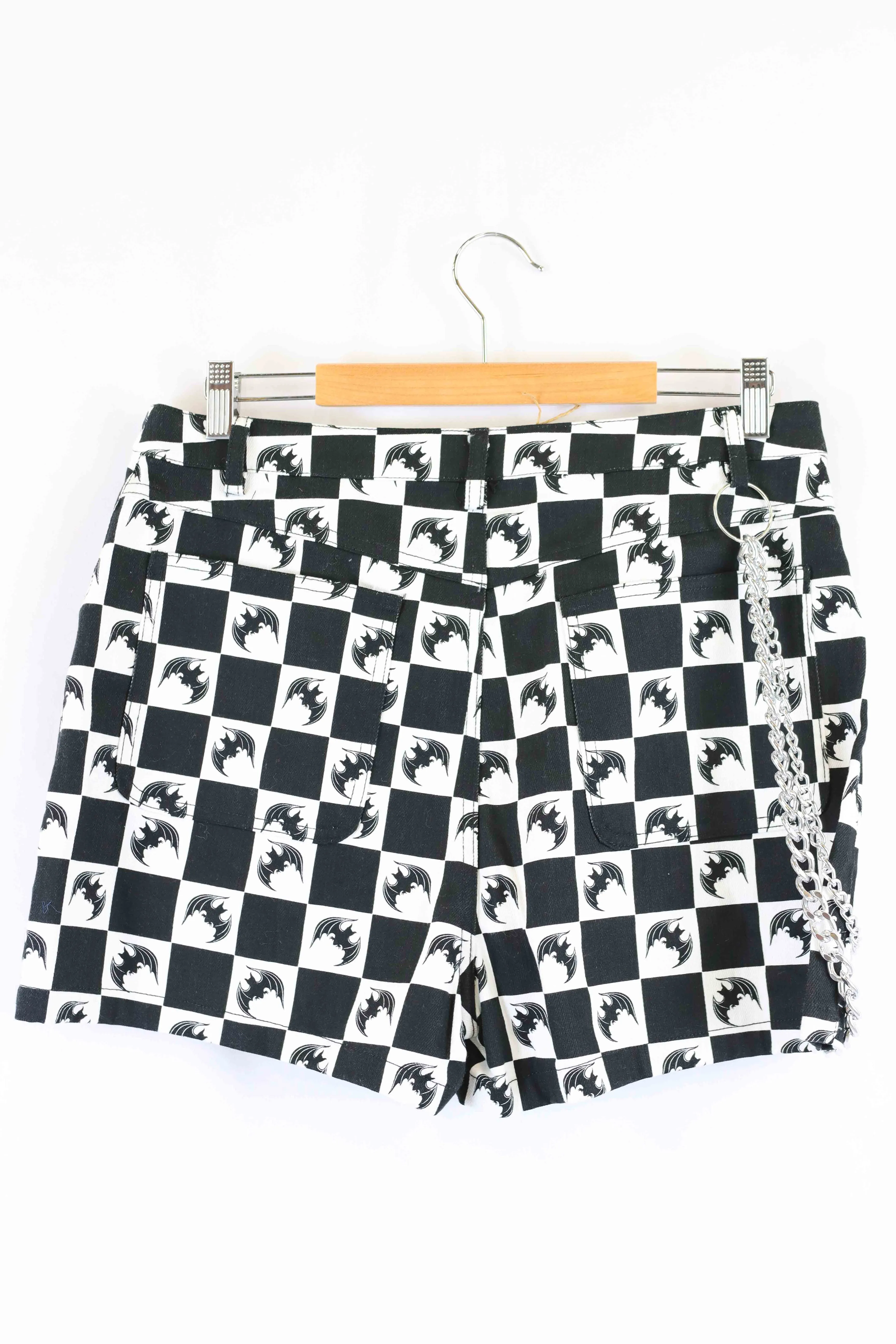 Black Friday Black White Check Print Shorts 14