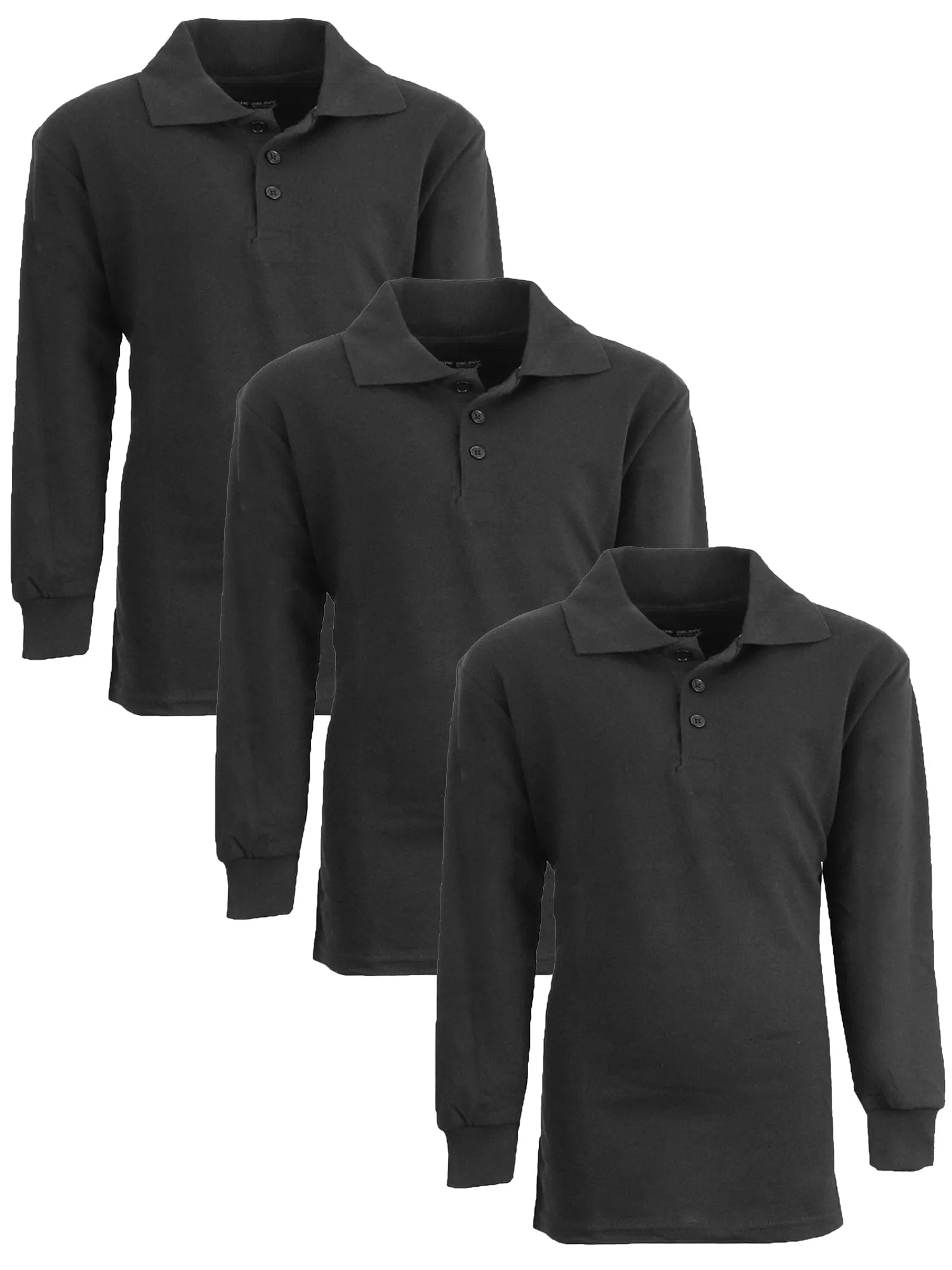 Boy's (3-PACK) Long Sleeve Pique Polo Shirt - (Sizes 4-20)