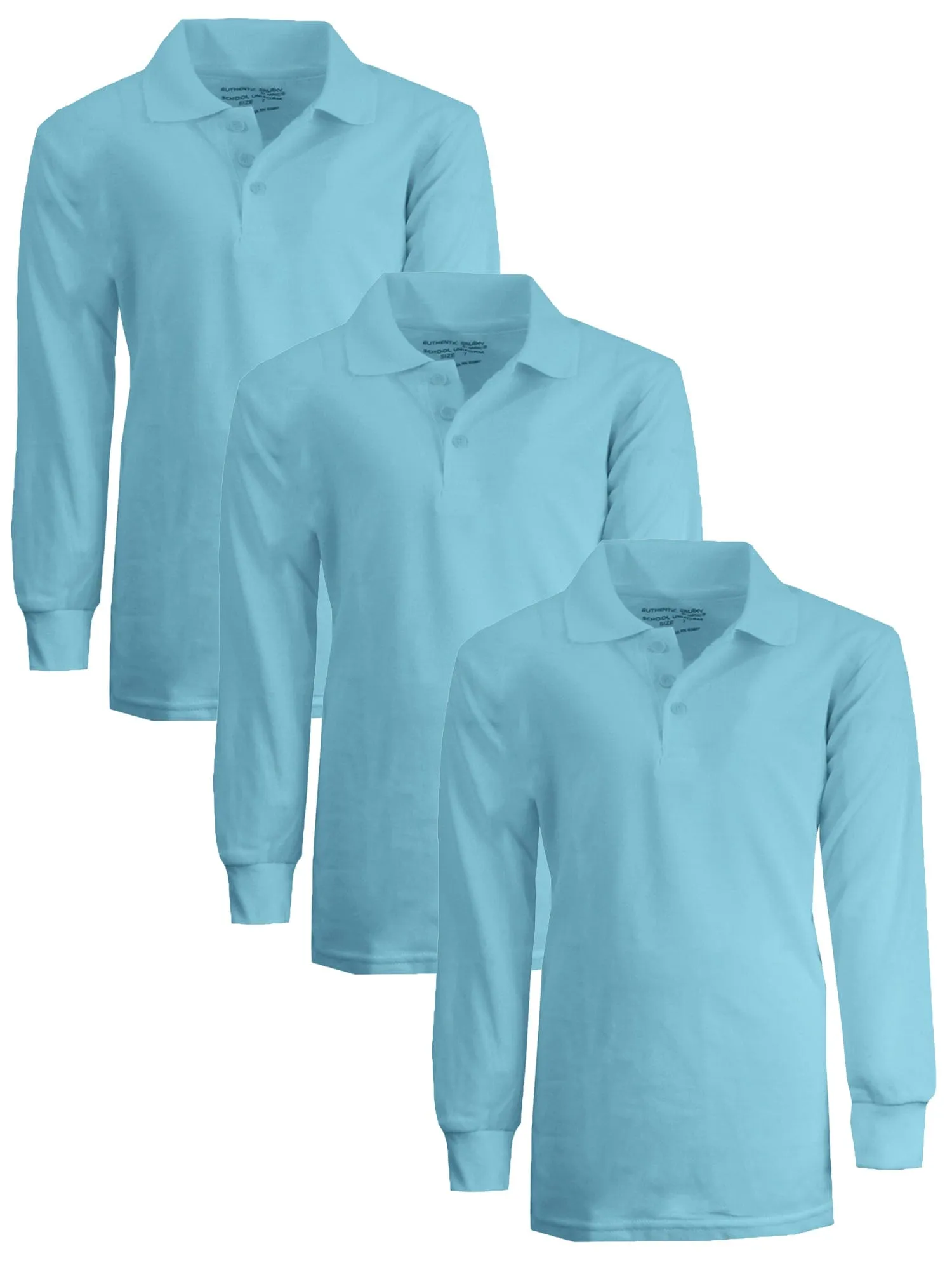 Boy's (3-PACK) Long Sleeve Pique Polo Shirt - (Sizes 4-20)