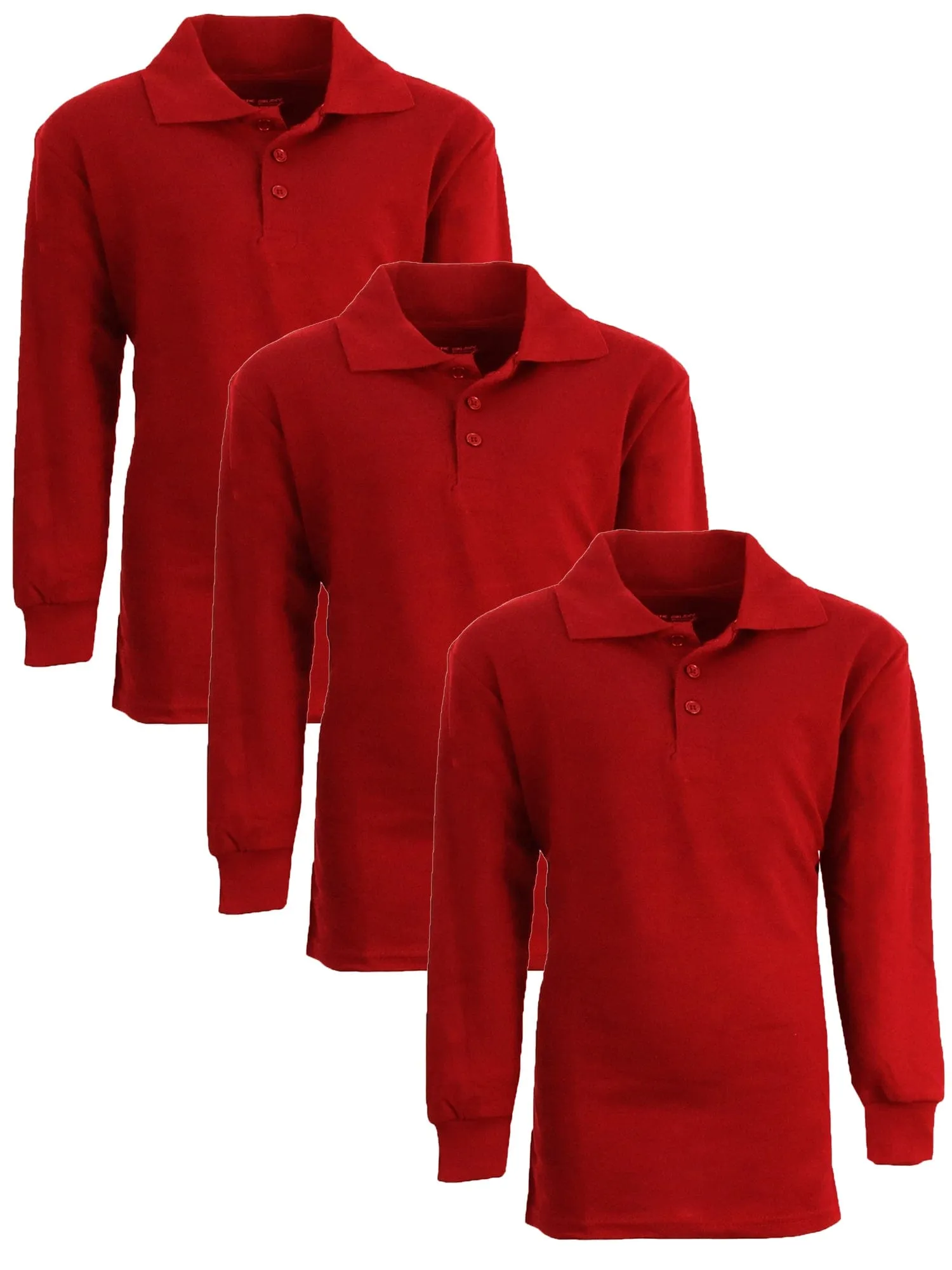 Boy's (3-PACK) Long Sleeve Pique Polo Shirt - (Sizes 4-20)