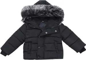 Boys and Toddler's Hooded Puffer Jacket Insulated Parka with Faux Fur Collar Winter Coat Baby Padded Down Jacket