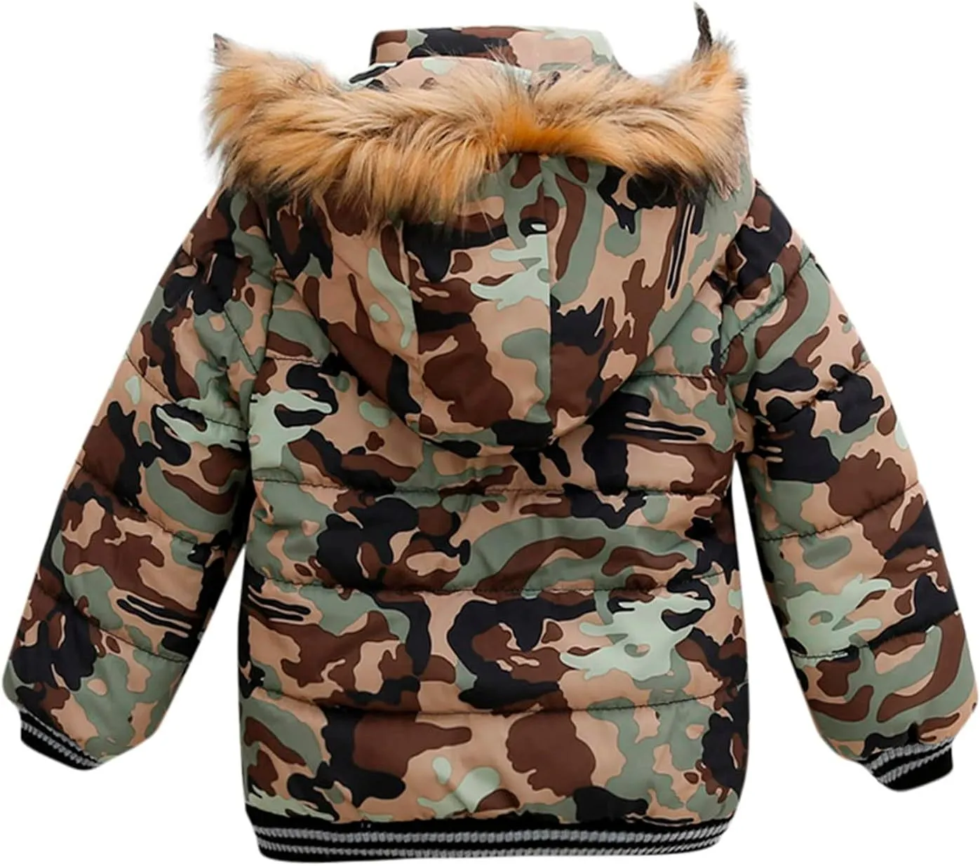 Boys and Toddler's Winter Parka Coat Fur Collar Hood Fleece Lined Puffer Jacket Thicken Padded Down Coat Snow Jacket