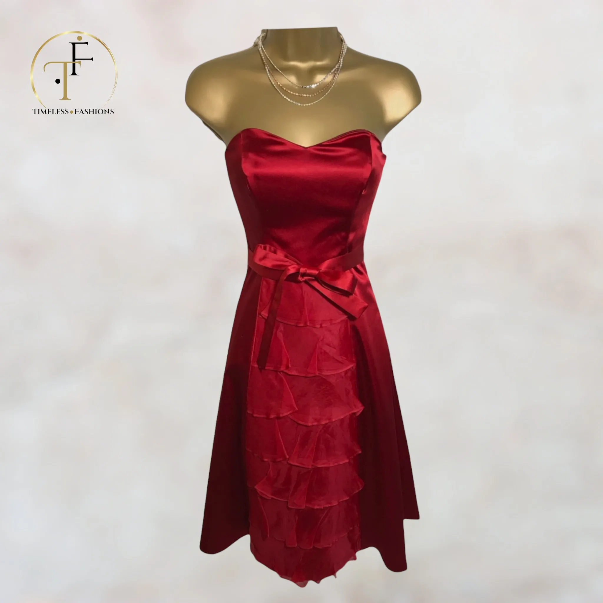 Coast Red Satin & Silk Organza Dress UK 8 US 4 EU 36