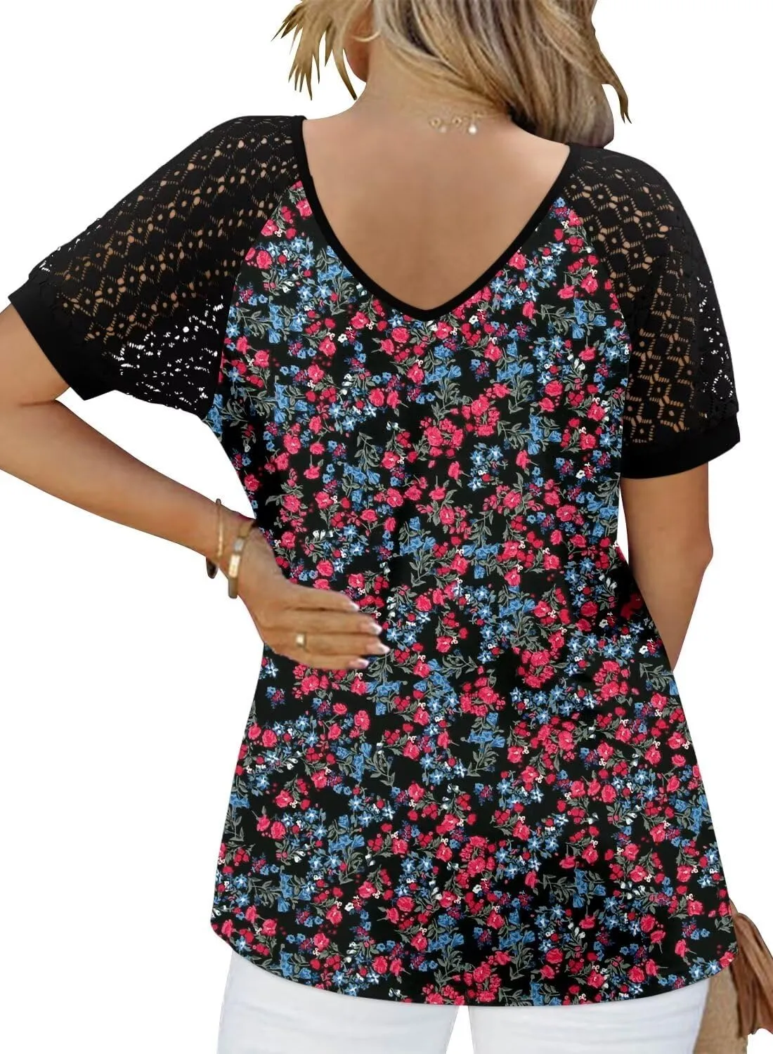 CRAZY GRID Women's T-Shirt Short Sleeve V-Neck Tops 2025 Summer Graphic Trendy Casual Comfy Tshirts