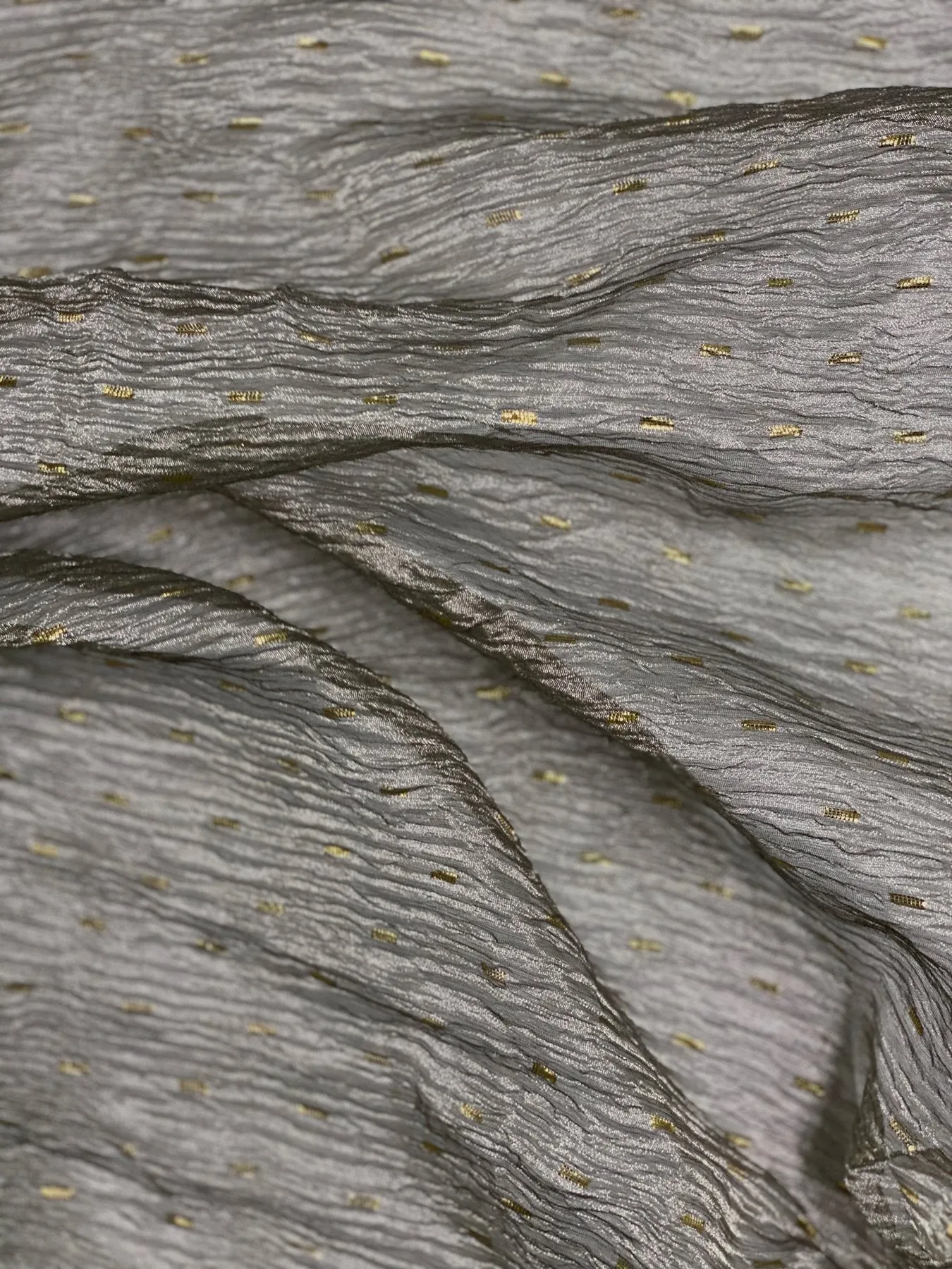 Graphite Speckled Metallic Crushed Organza Fabric