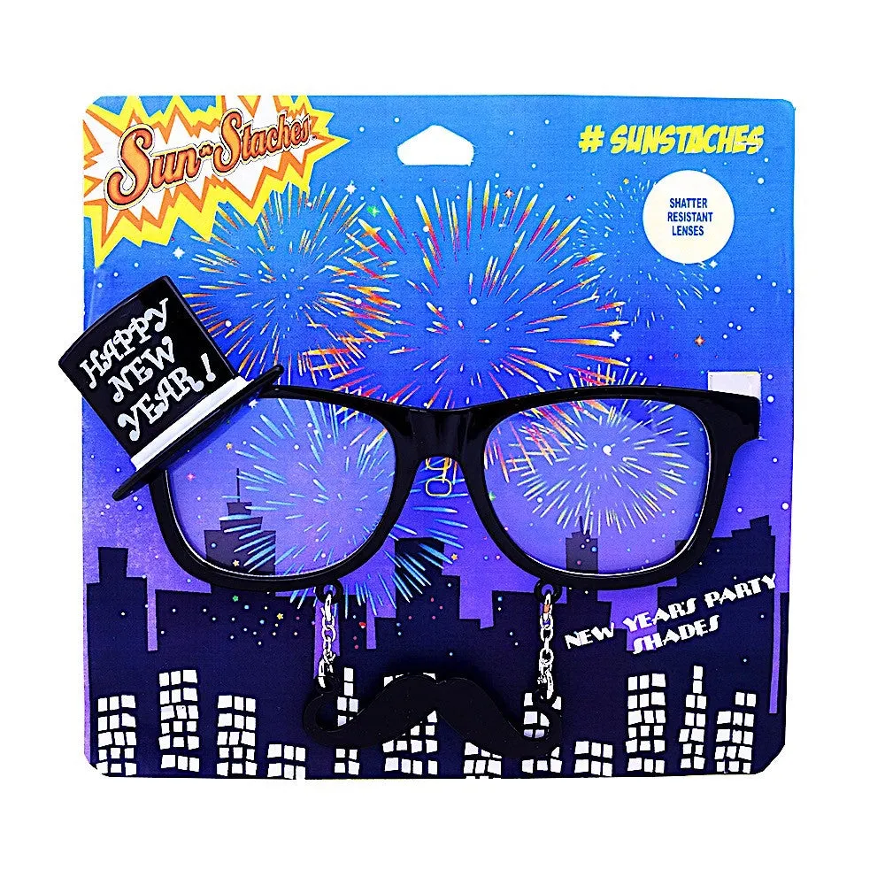 Happy New Year Glasses with Mustache | Sun-Staches