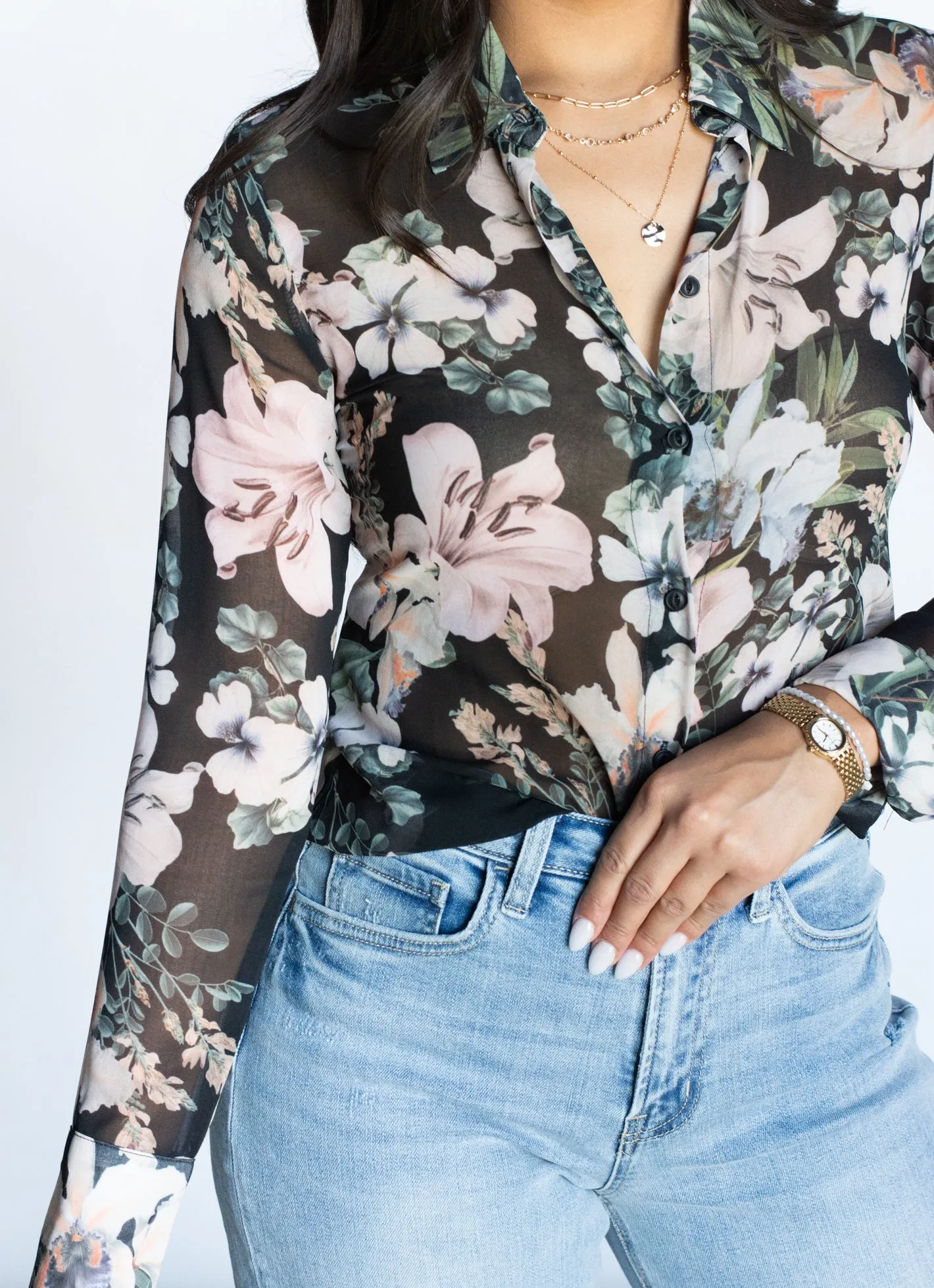 In The Garden Black Floral Blouse