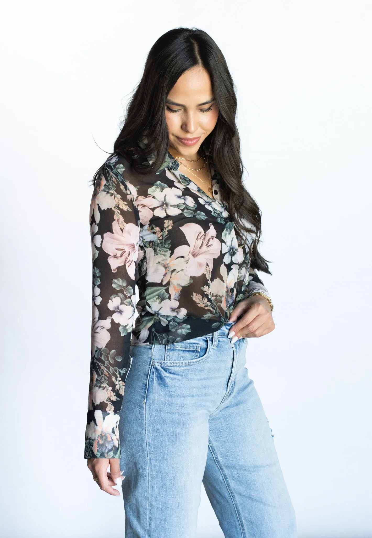 In The Garden Black Floral Blouse