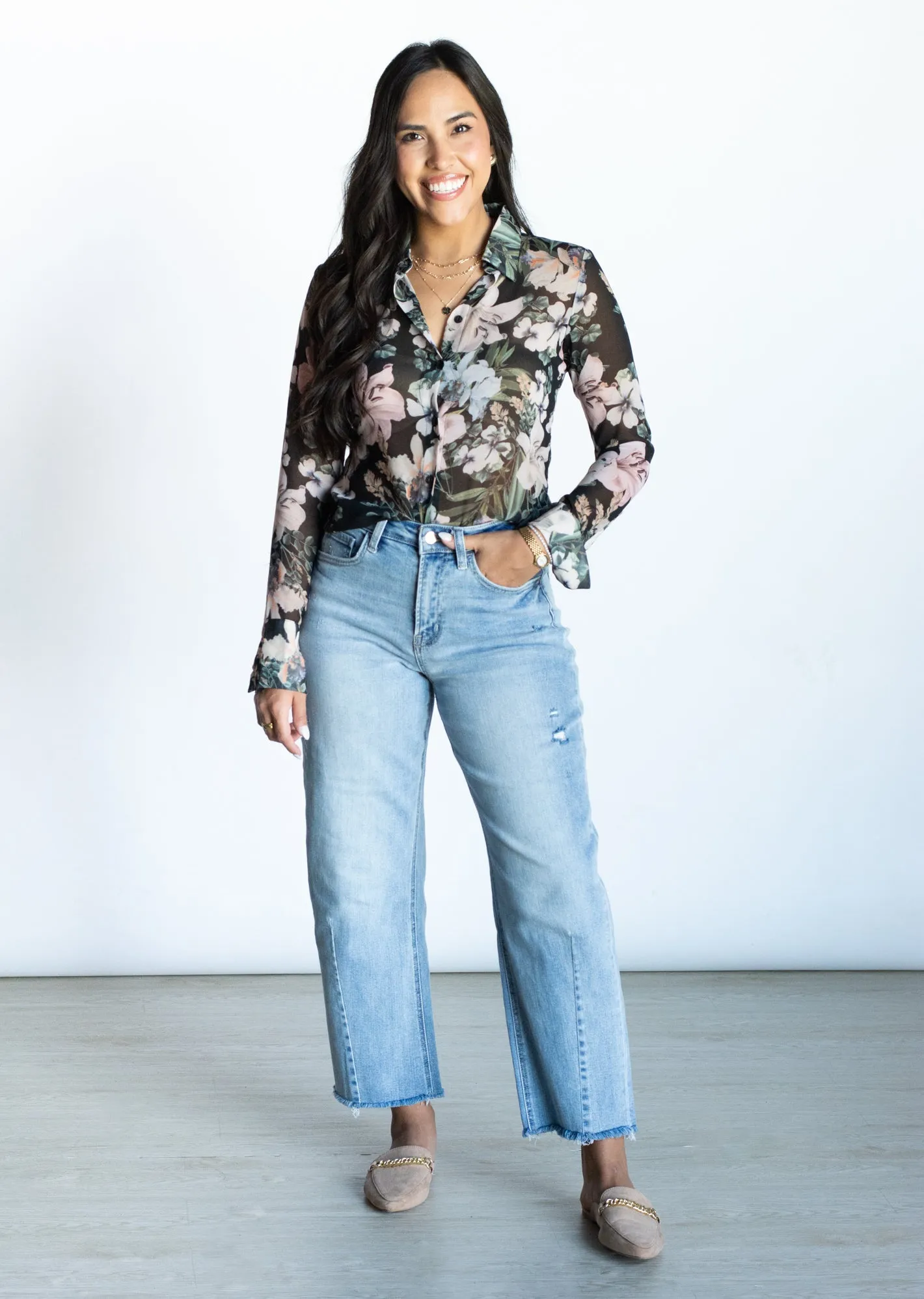 In The Garden Black Floral Blouse