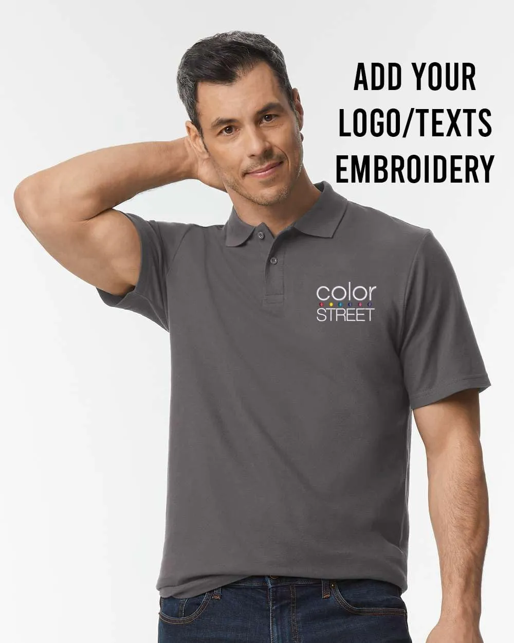 INK STITCH Men 64800 Custom Embroidery Logo Texts Cotton Pique Polo Shirts