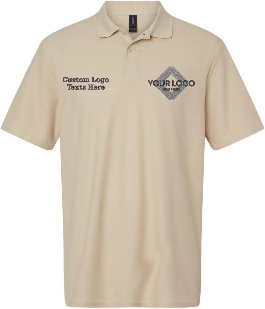INK STITCH Men 64800 Custom Embroidery Logo Texts Cotton Pique Polo Shirts