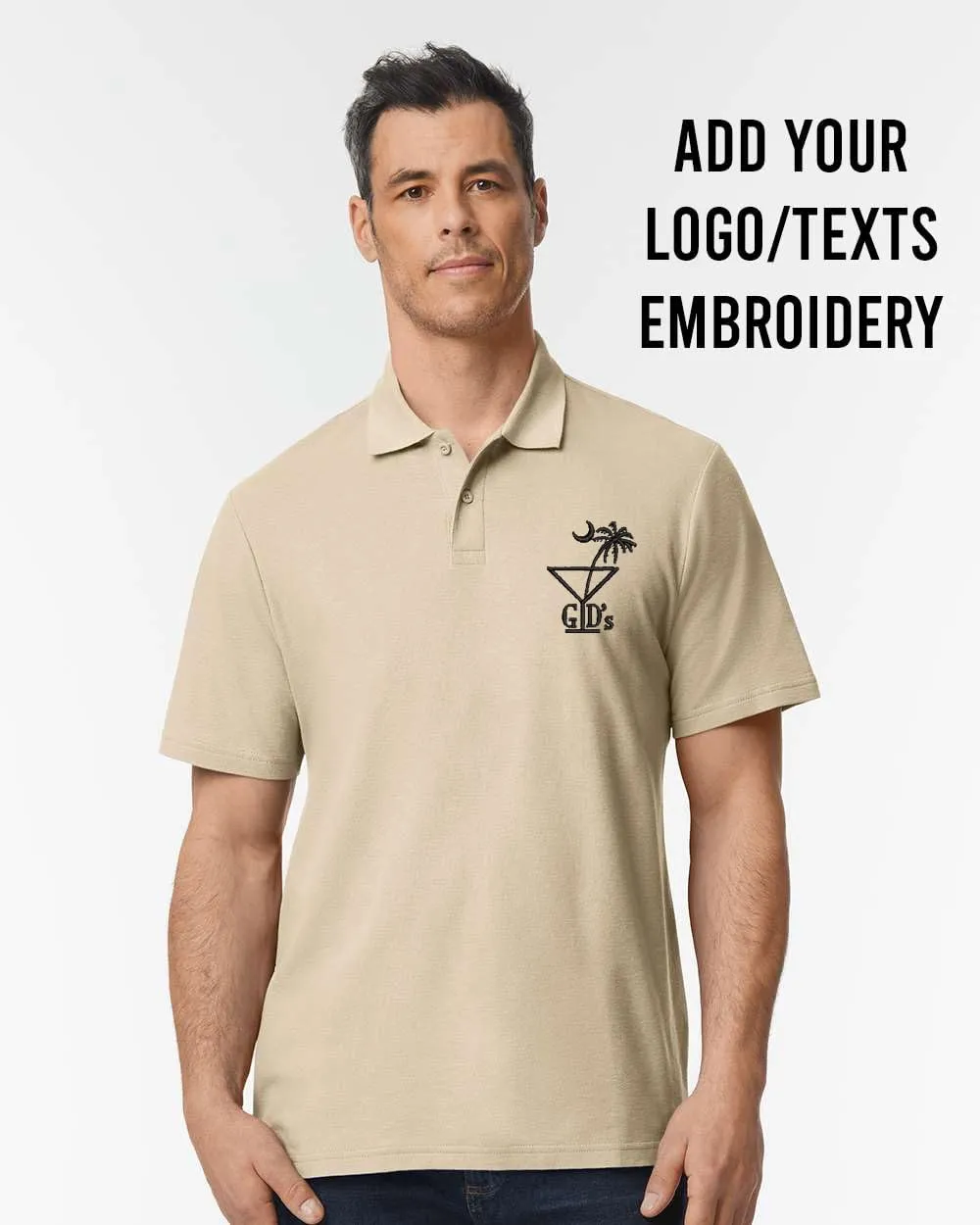 INK STITCH Men 64800 Custom Embroidery Logo Texts Cotton Pique Polo Shirts