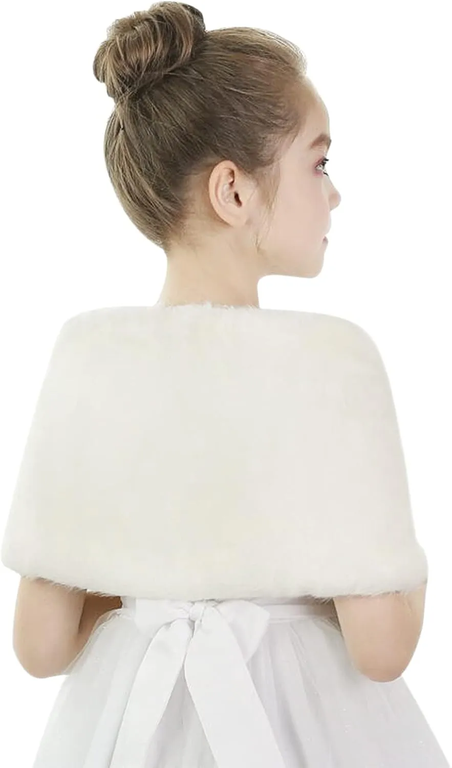IPENNY Girls Faux Fur Wrap Shawl Flower Kids Princess Cape Wedding Bridesmaid Bolero Shrug Christmas Party Costume Dress Up