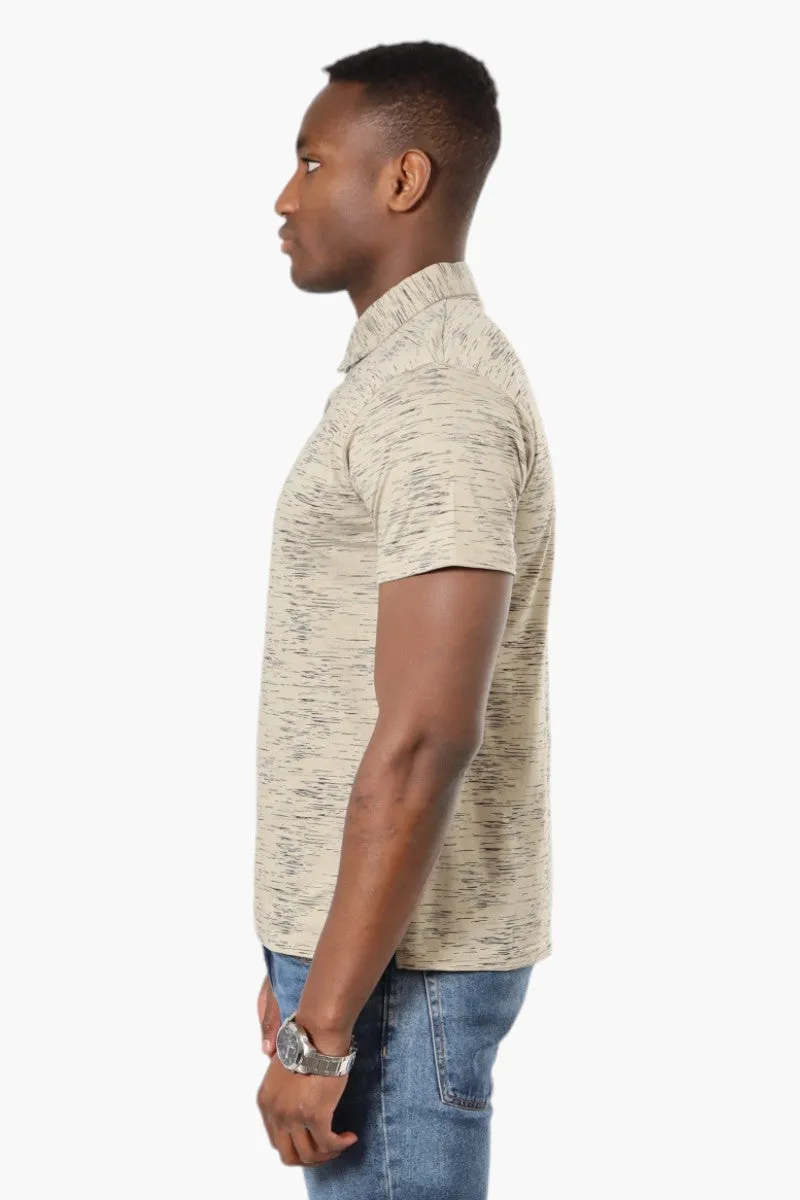 Jay Y. Ko Patterned Button Up Polo Shirt - Beige