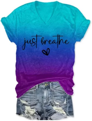 Just Breathe T Shirts for Women Mental Health Matters Shirt Inspirational Quotes Shirt