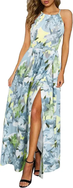 KILIG Women's Summer Maxi Dress 2025 Casual Sleeveless Split Floral Sundress Beach Vacation Flowy Long Dresses