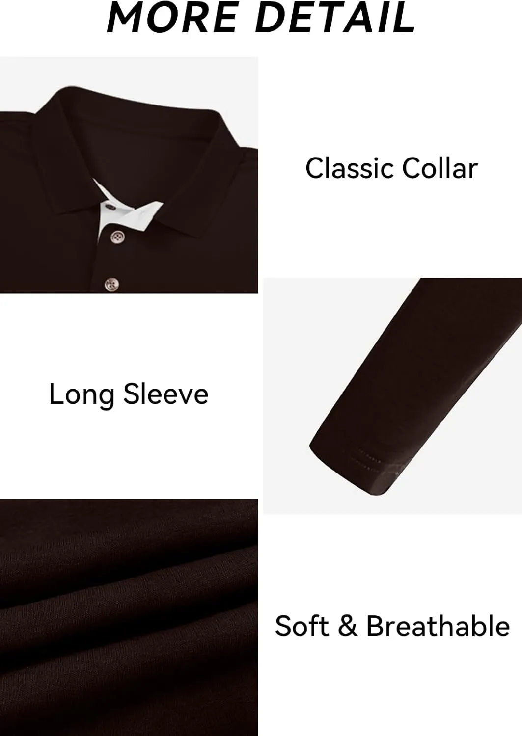 KUYIGO Men's Long Sleeve Polo Shirts Casual Slim Fit Basic Designed Cotton Shirt Tops
