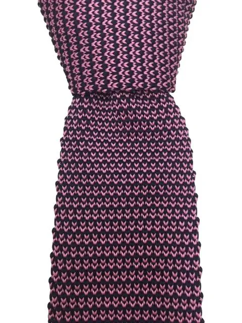 Light Pink and Dark Navy Knit Necktie