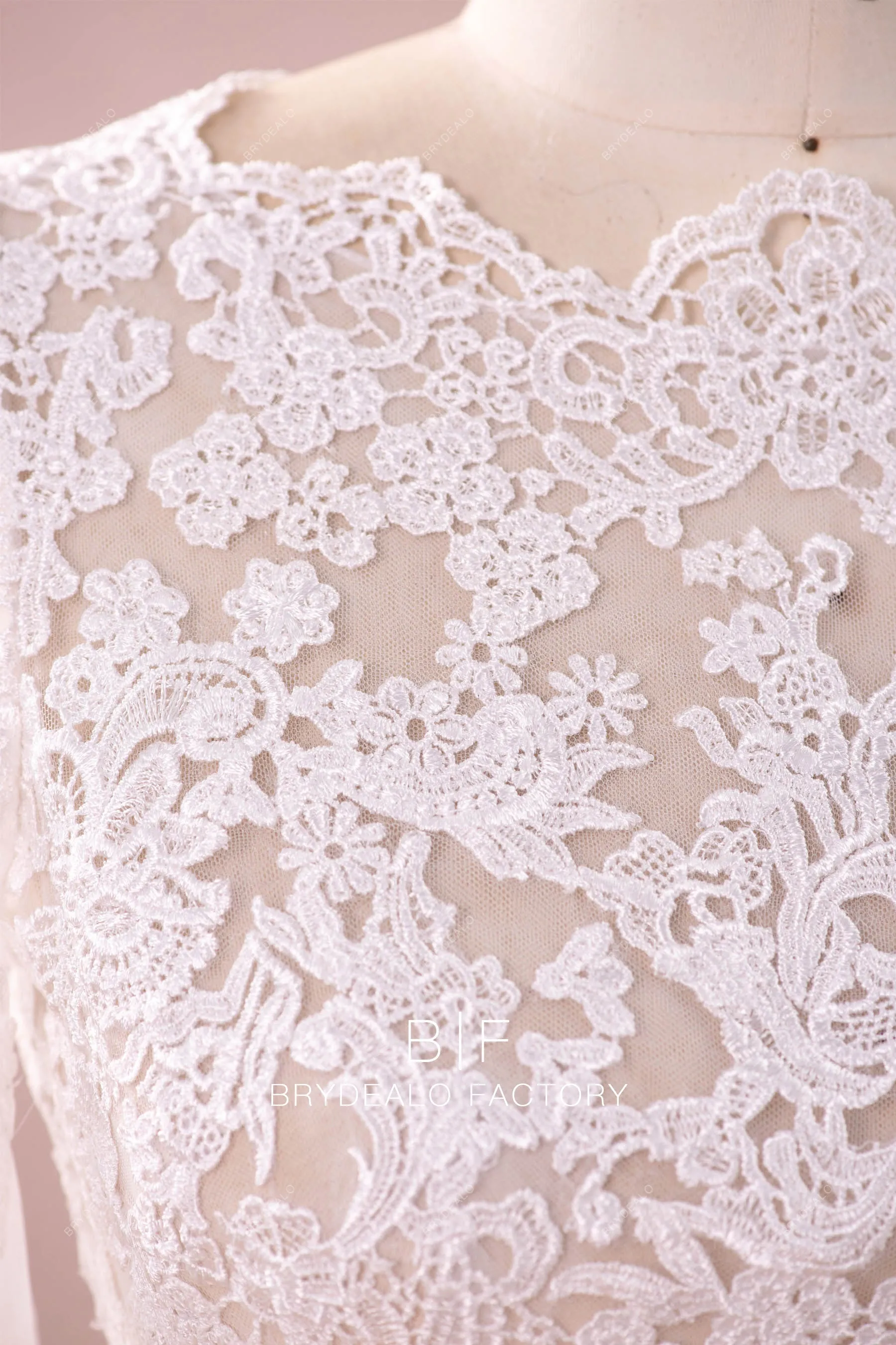 Long Sleeve Lace Crop Top Beautiful Scalloped Neck Bridal Bolero