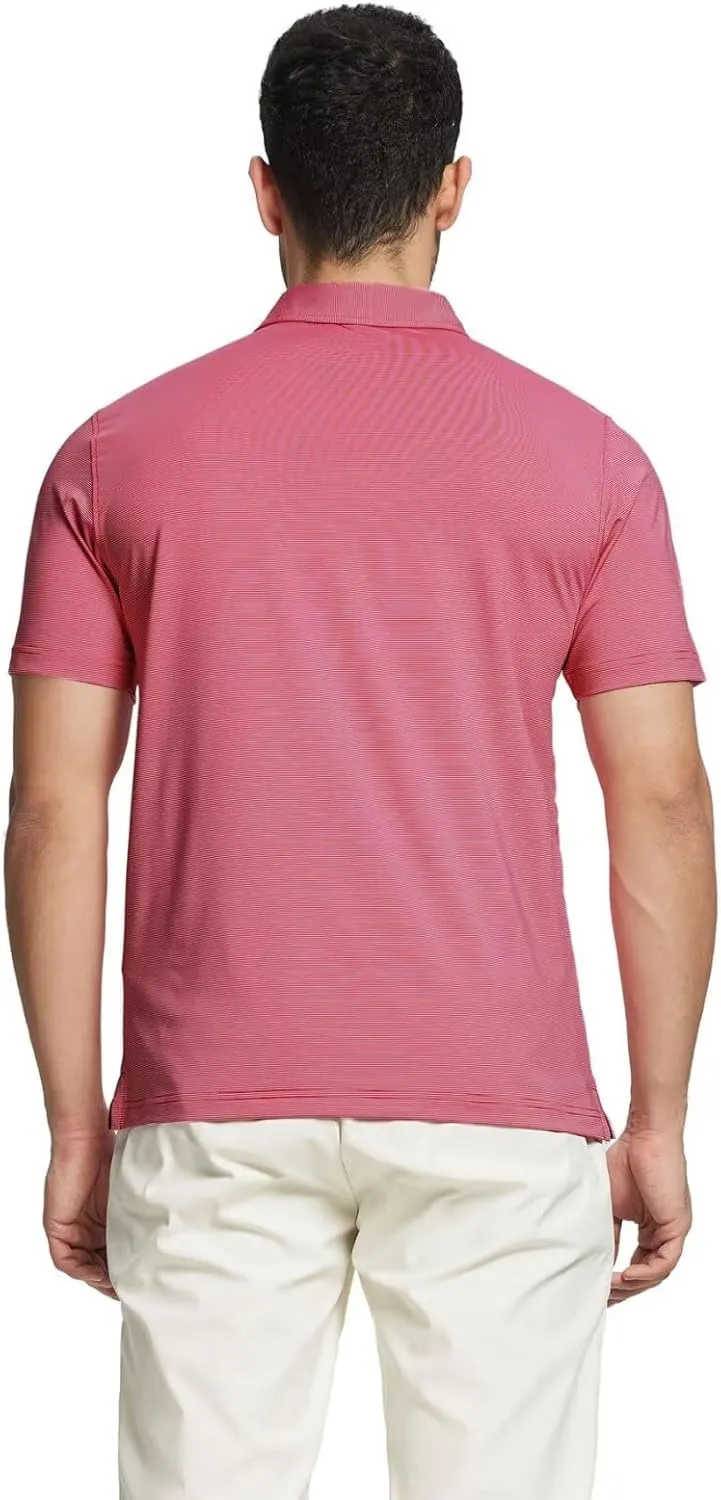M MAELREG Short and Long Sleeve Polo Shirts for Men Dry Fit Performance Moisture Wicking Sport Pin Striped Mens Golf Shirts