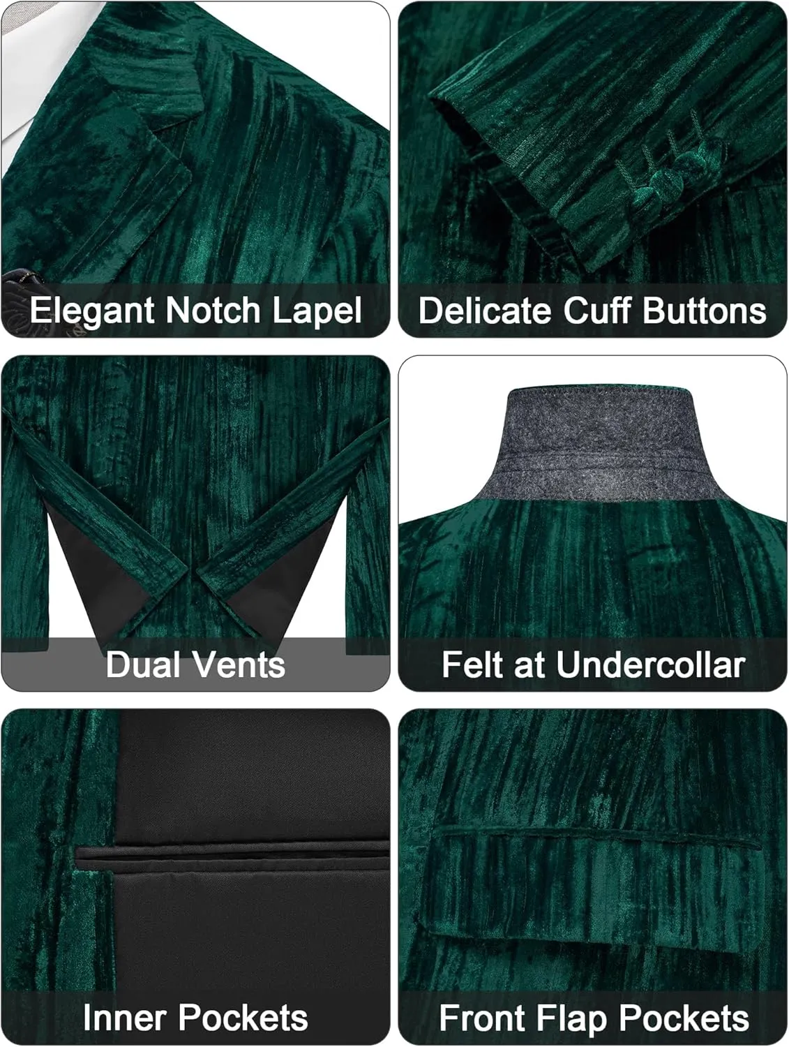 MAGE MALE Men's Velvet Tuxedo Jacket Vintage Print One Button Notched Lapel Slim Fit Blazer Prom Party Suit Coat