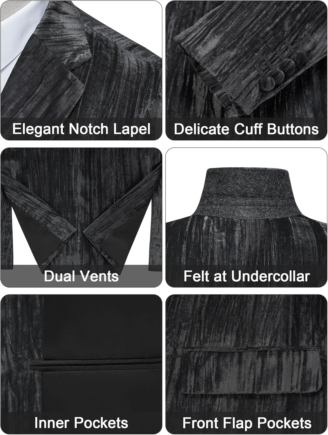 MAGE MALE Men's Velvet Tuxedo Jacket Vintage Print One Button Notched Lapel Slim Fit Blazer Prom Party Suit Coat