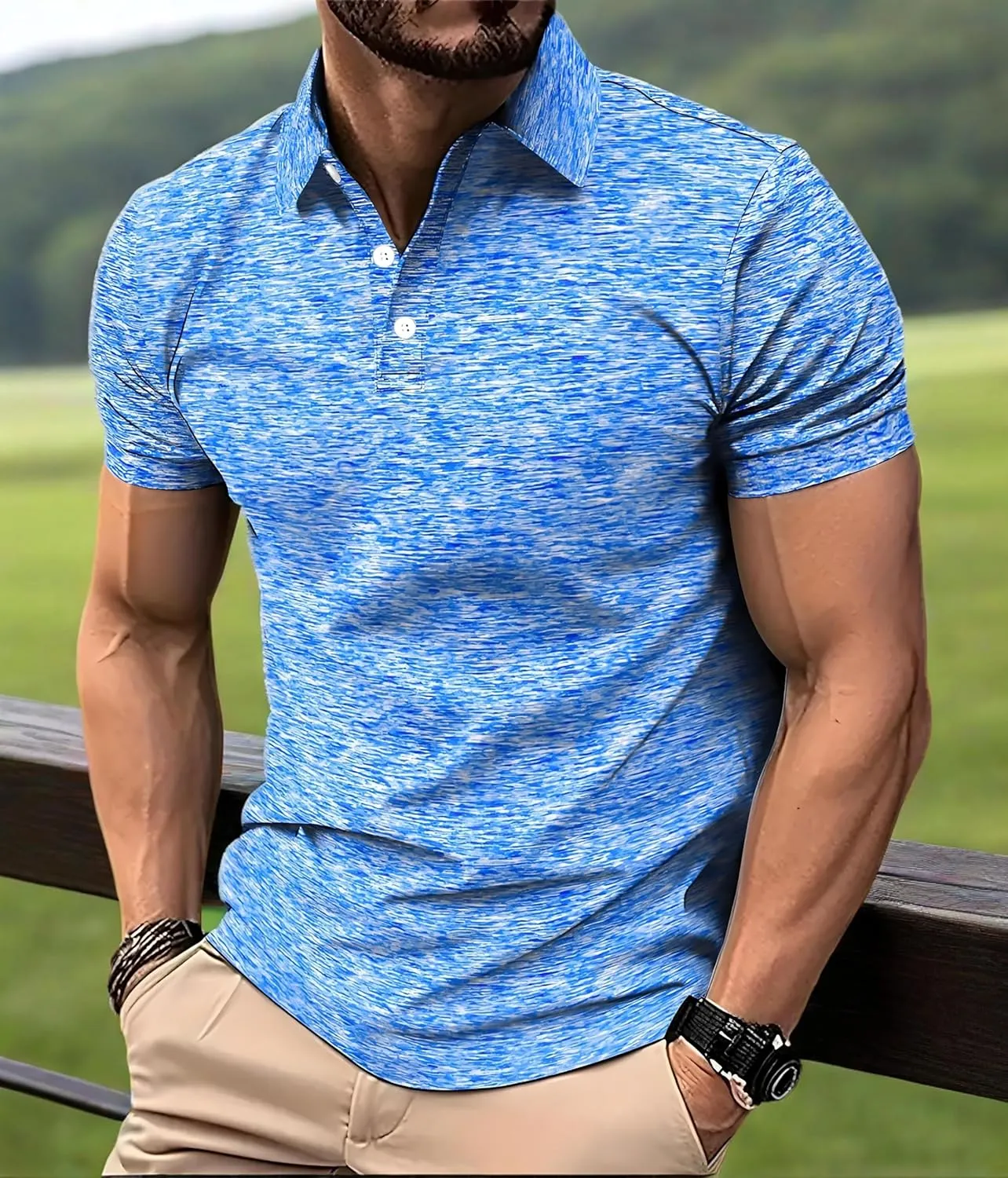 Men's Polo Shirts Summer Short Sleeve Golf Shirt for Men 3 Button Collar T-Shirt Dry Fit Casual Work Athletic Tee Shirts