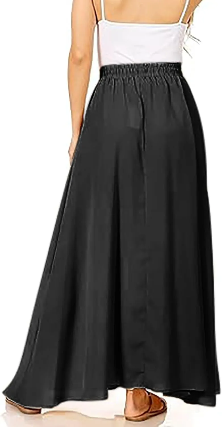 PTOLOCIF Maxi Skirts for Women High Waitsed Long Skirts Flowy Summer Skirt a Line Elastic Beach Party Dress Trendy Outfits