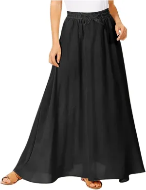 PTOLOCIF Maxi Skirts for Women High Waitsed Long Skirts Flowy Summer Skirt a Line Elastic Beach Party Dress Trendy Outfits
