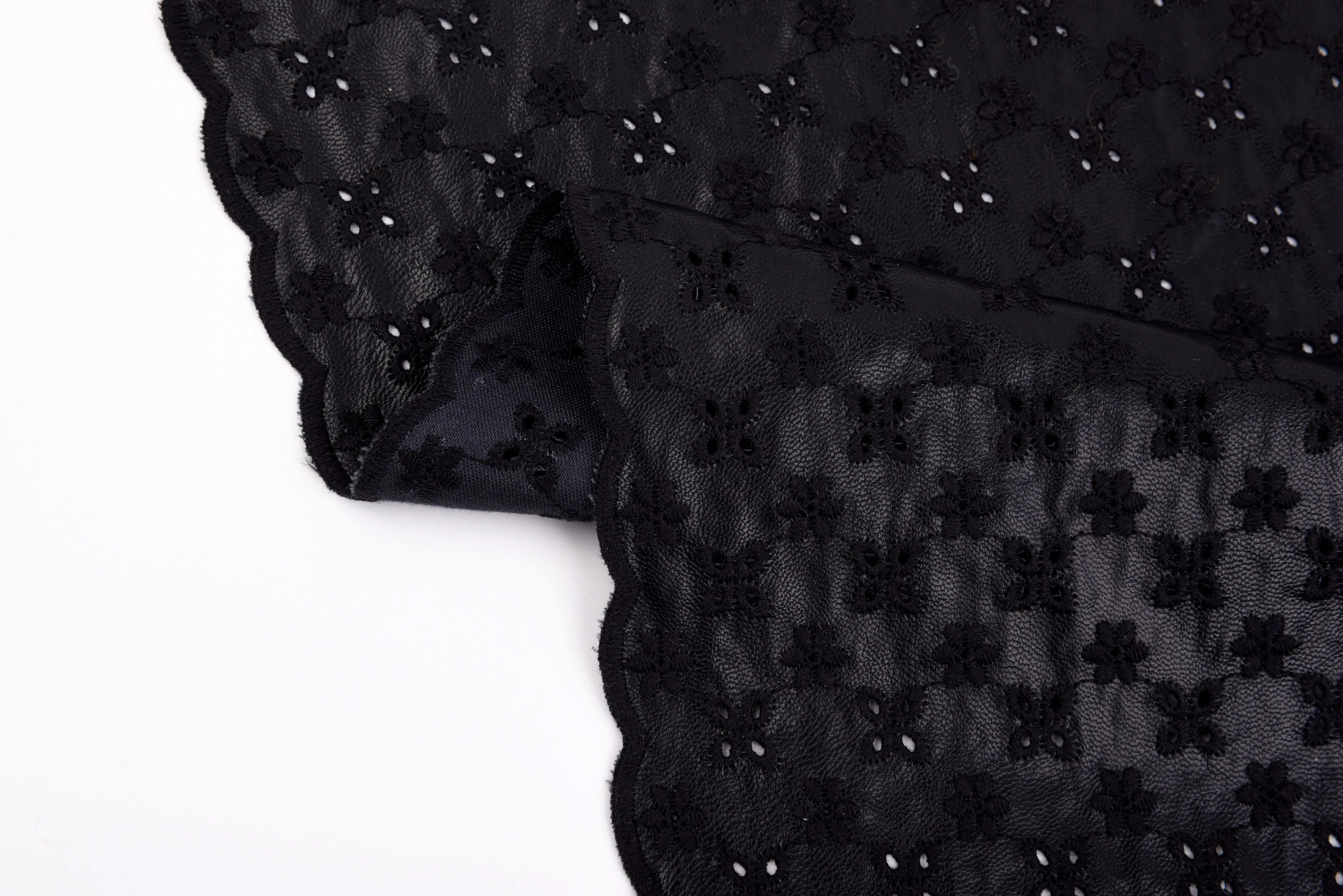 PU Leather Eyelet  Embroidery fabric