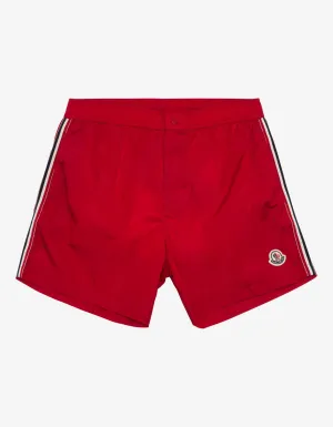 Red Tricolour Seam Swim Shorts