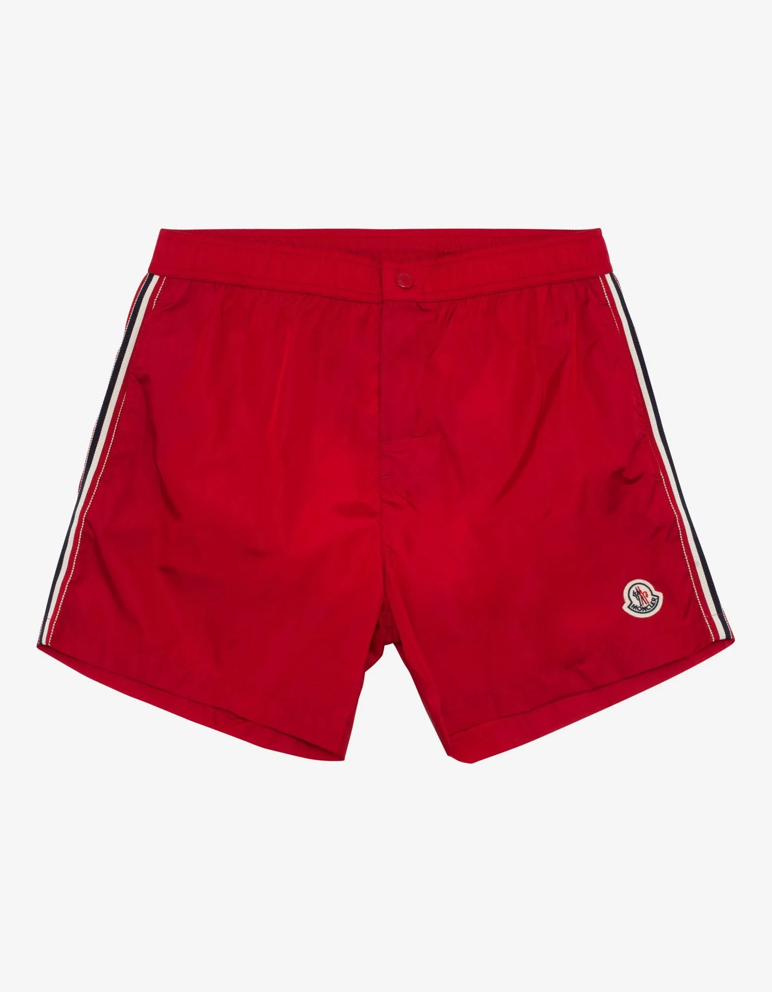 Red Tricolour Seam Swim Shorts