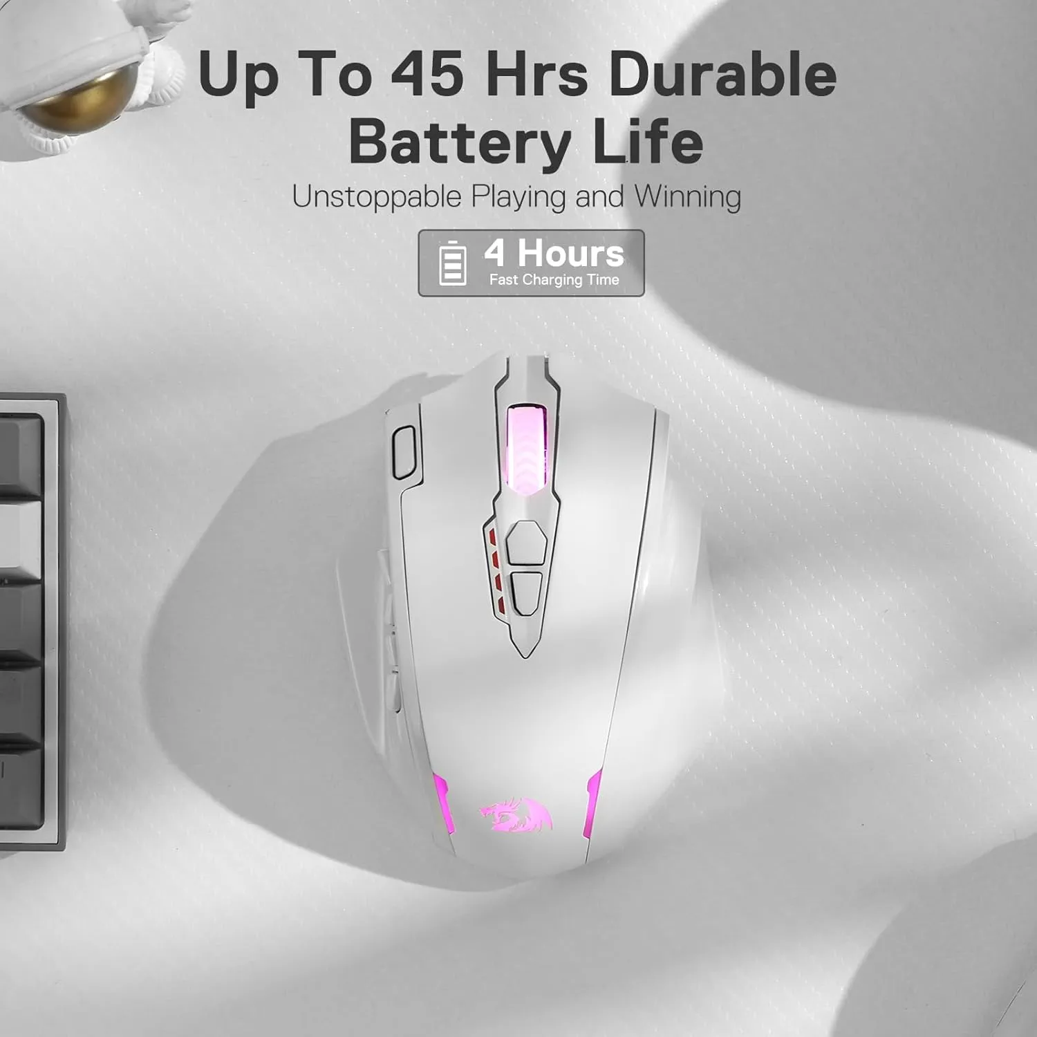 Redragon M913 Impact Elite Wireless Gaming Mouse, 16000 DPI Wired/Wireless RGB Mouse with 16 Programmable Buttons, 45 Hr Battery and Pro Optical Sensor, 12 Side Buttons MMO Mouse