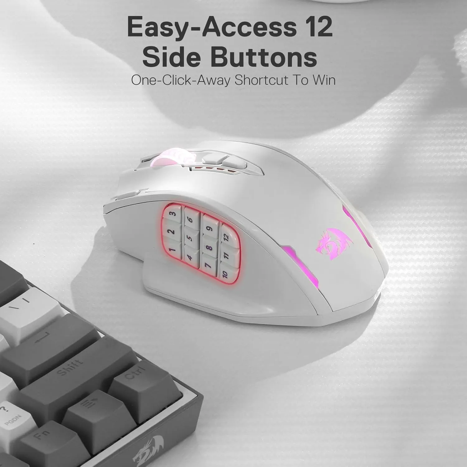 Redragon M913 Impact Elite Wireless Gaming Mouse, 16000 DPI Wired/Wireless RGB Mouse with 16 Programmable Buttons, 45 Hr Battery and Pro Optical Sensor, 12 Side Buttons MMO Mouse