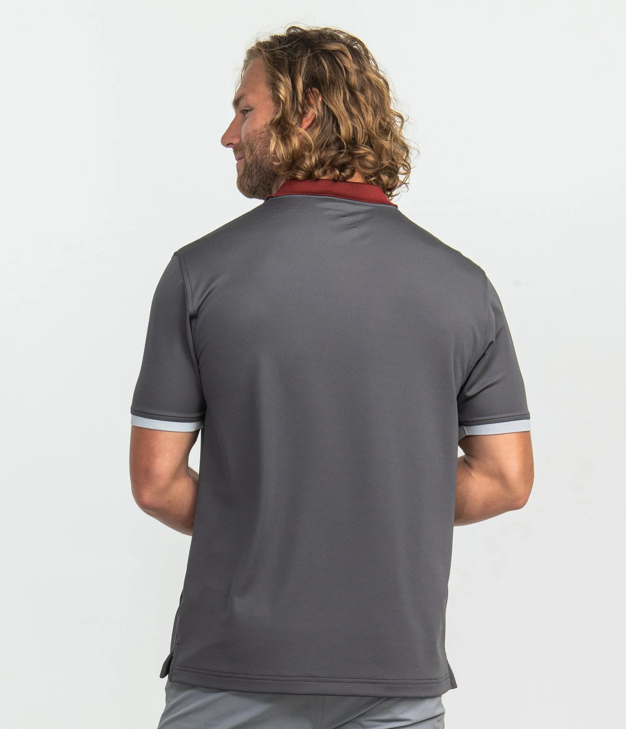 Retro Ribbed Cuff Polo - Red Coal