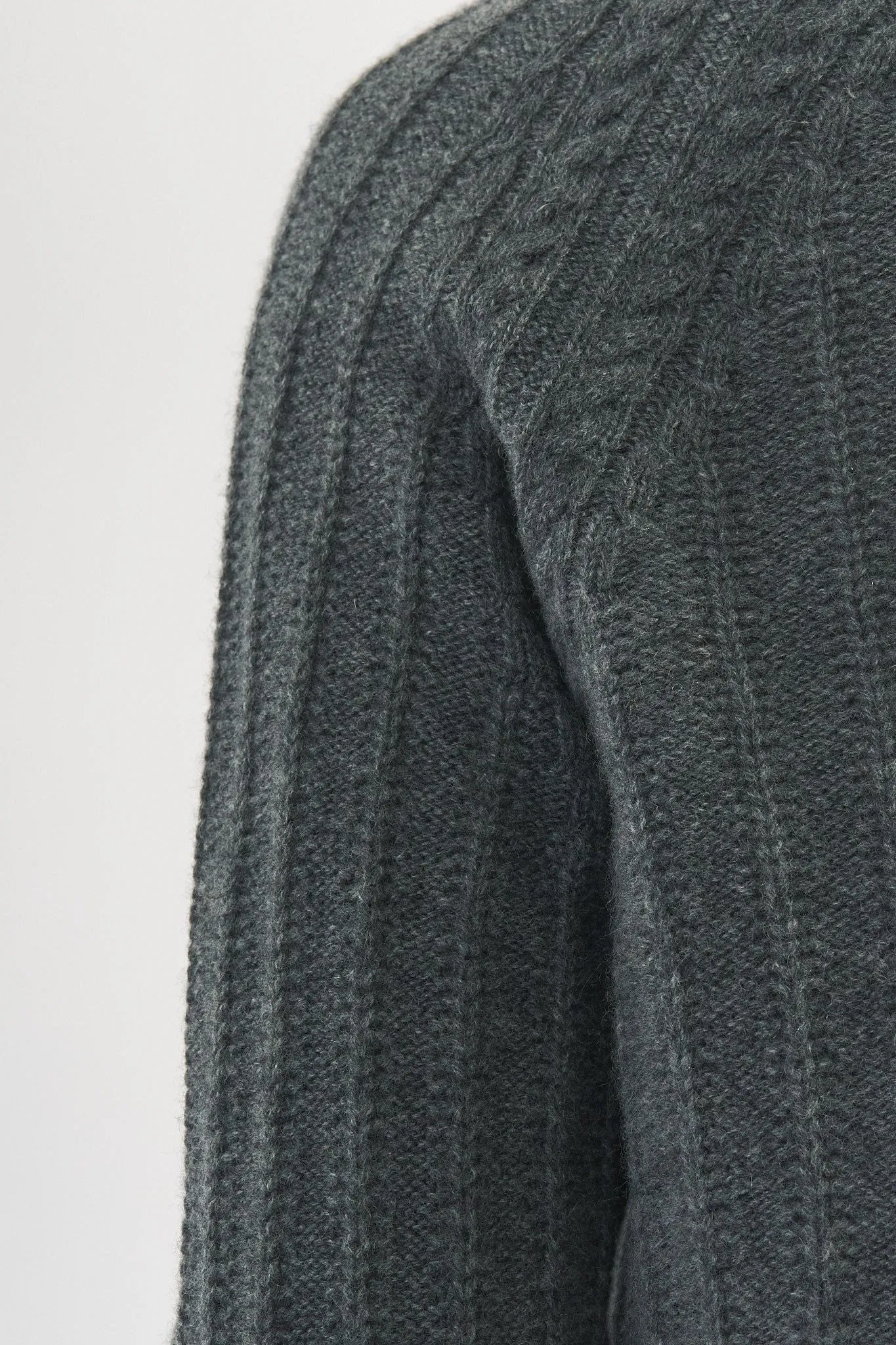 Robertson Madison 100% Cashmere Ribbed Cardigan CC-255 | Dark Heather Grey