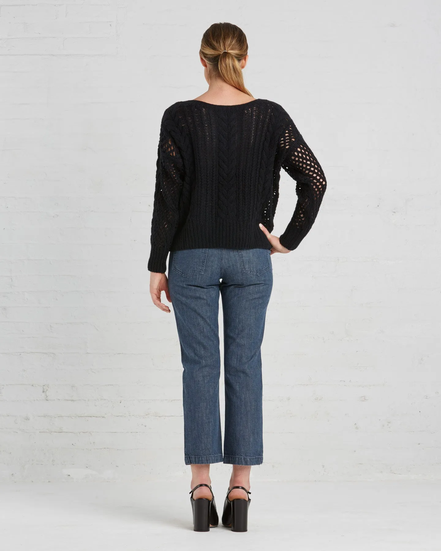 Ryan Roche Cashmere Fisherman's Sweater | Black