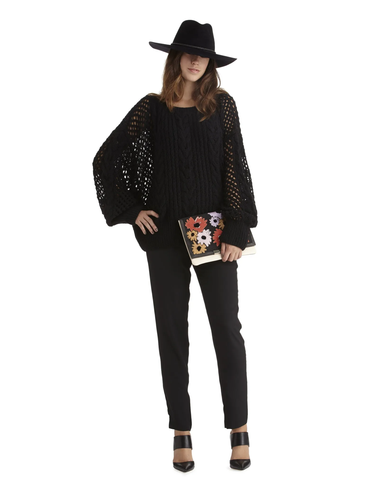 Ryan Roche Cashmere Fisherman's Sweater | Black