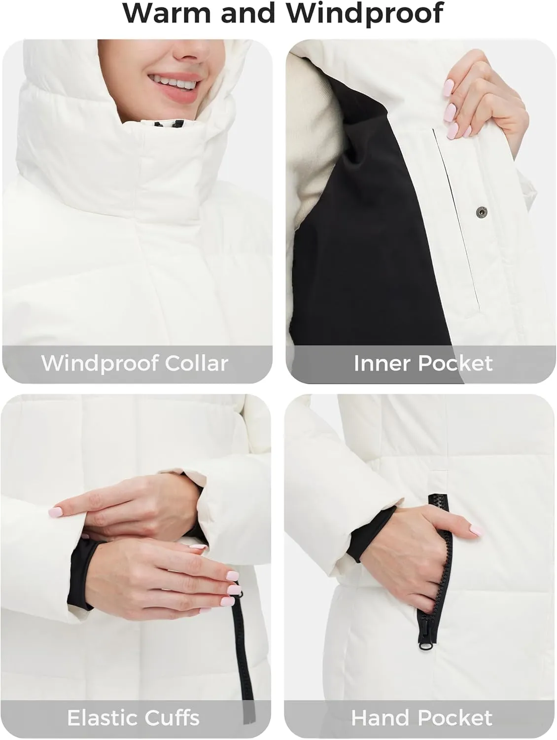 Skieer Women's Winter Coat Warm Padded Long Puffer Jacket Waterproof Hooded Snow Coat